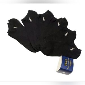 Polo Ralph Lauren Classic Sport 6-Pair Men's Low Cut Socks Black with Gray Pony